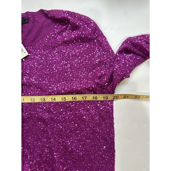dkny cardigan cashmere And Silk Fully Sequined Size Large Purple Color - Picture 7 of 11